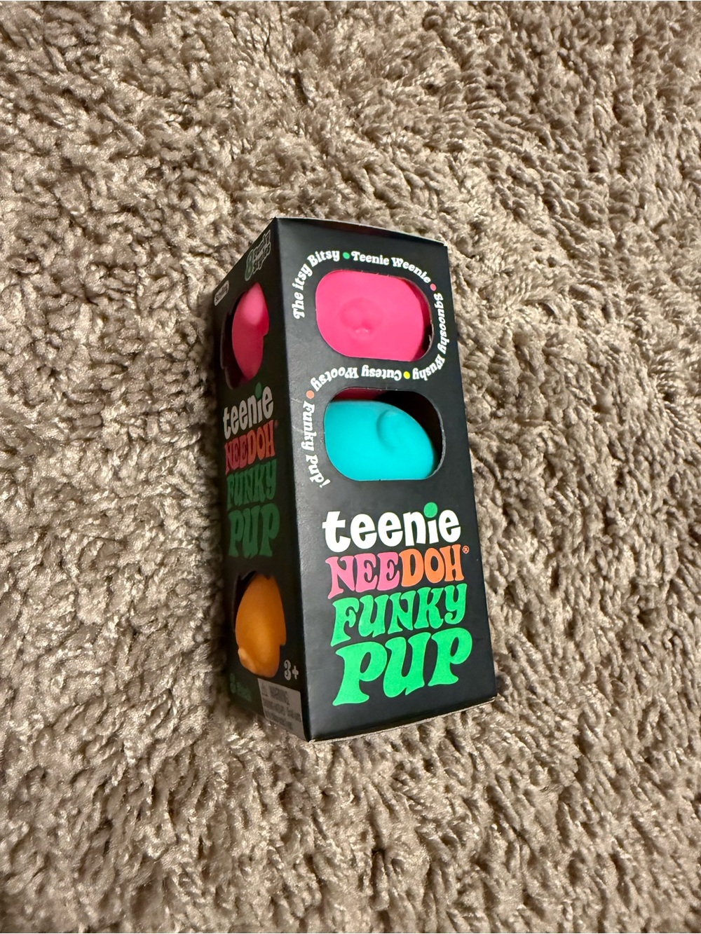 Teenie Needoh Funky Pup Needoh Toy - Pink, Teal, Orange